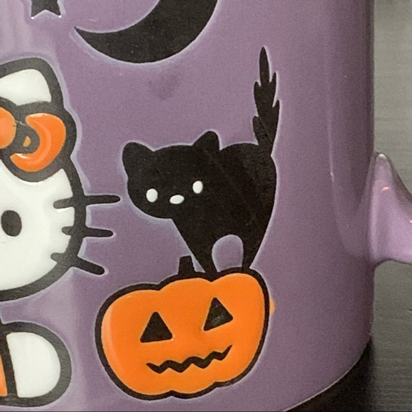 Hello Kitty Purple Halloween Mug - Black Cat Jack O’ Lantern Bats - Picture 5 of 11